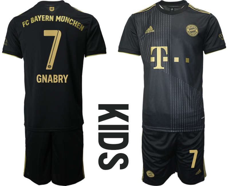 Youth 2021-2022 Club Bayern Munich away black #7 Soccer Jersey